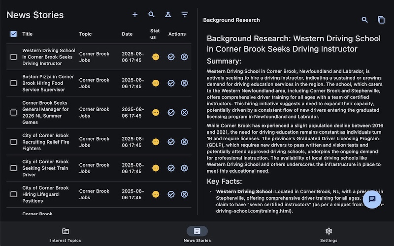 AI background research for stories